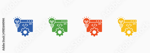 Development Icon Set Color Multiple Style Collection Element For Design