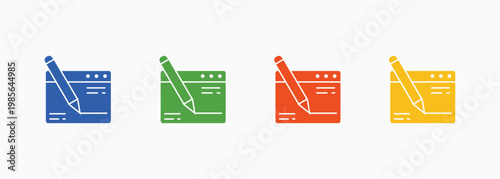Page Edit Icon Set Color Multiple Style Collection Element For Design