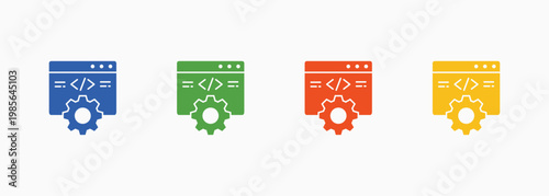 Website Programming Icon Set Color Multiple Style Collection Element For Design