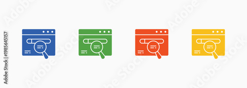 Web Browser Icon Set Color Multiple Style Collection Element For Design