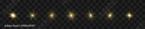 Canvas Print Set of sun icons with bright rays and flat design vector