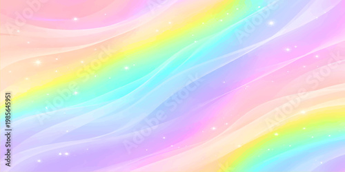 A vibrant pastel rainbow blends softly into a dreamy, ethereal scene, evoking feelings of serenity and wonder. The interplay of colors and light creates a sense of magic.