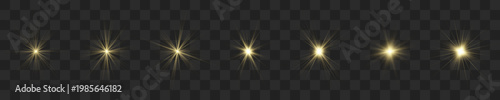 Set of sun symbols with elegant lines and radial balance vector