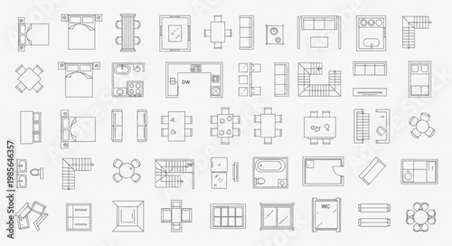 Collection of Architectural Floor Plan Drawings.