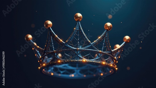 A regal symbol of power and royalty, a golden crown sits atop a vibrant blue background