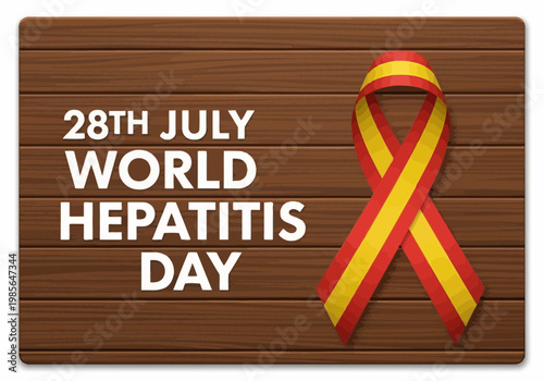 World hepatitis day awareness ribbon on wood background