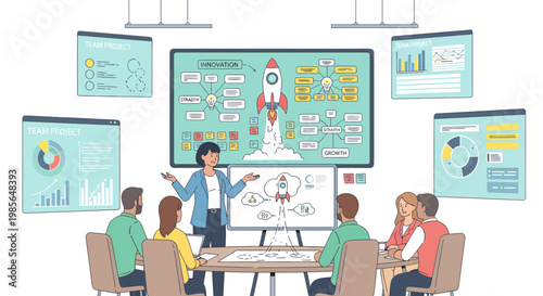 Business people in meeting presentation.