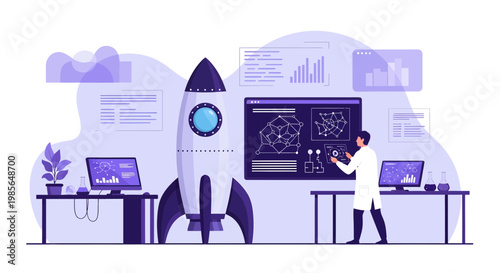 Businessman working on a computer.