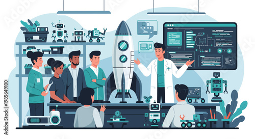 Scientists in a laboratory setting working.