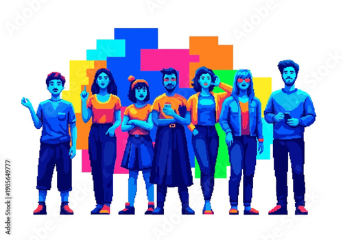 Group of diverse young people standing together