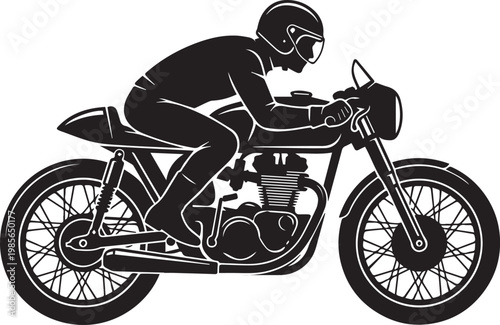 Vintage Cafe Racer Retro Motorcycle Silhouettes