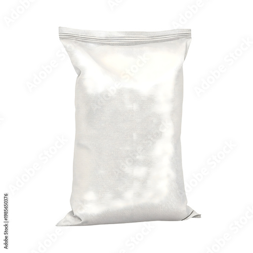 White packaging bag isolated against a transparent background