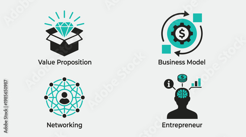 Four business strategy icons on a white background Vector