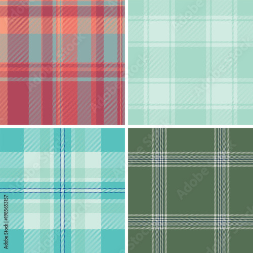 Plaid set for store displays and e-commerce previews. Harmonized tartan designs suit modern fashion collections. Seamless vectors maintain rhythm.