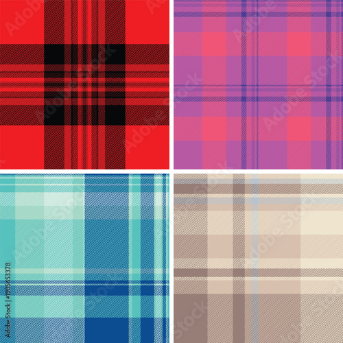 Seamless plaid pattern pack for bespoke clothing and independent designers. Perfect for small sewing businesses, scarves, jackets, and digital pattern files.