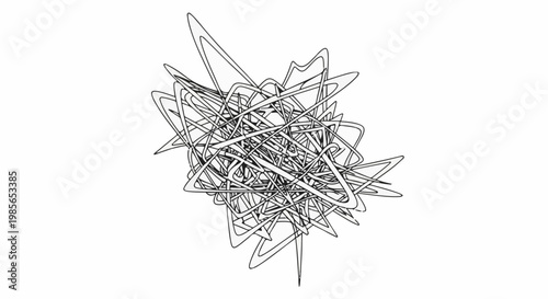 Abstract explosion of interconnected lines and shapes, forming a chaotic yet structured pattern