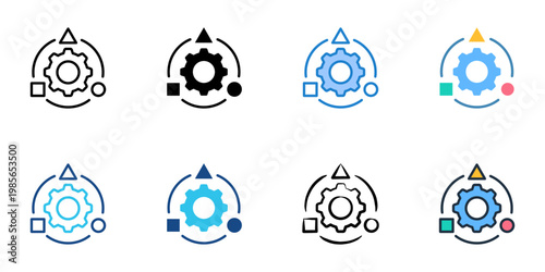 Project management icons set multiple style collection. Editable stroke 
