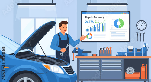 Mechanic explaining car repair process.