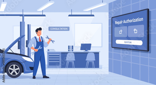 Mechanic holding a car tool.