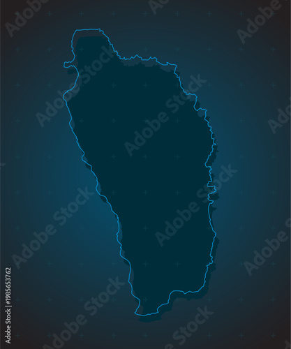 Vector map of Dominica on the radar screen