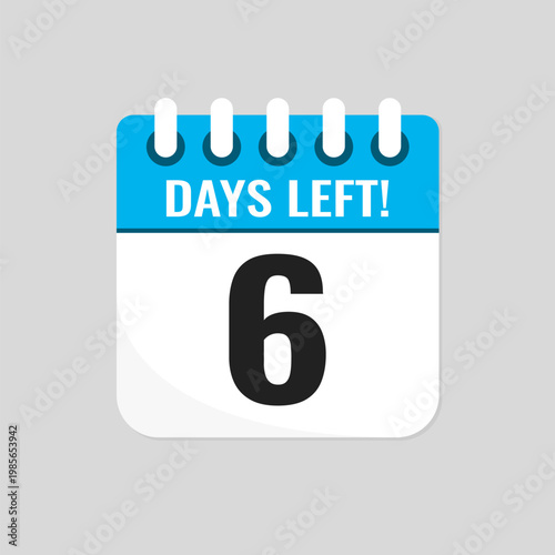 Countdown daily page calendar icon - 6 days left