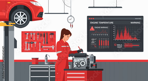 Mechanic working on car engine repair 2.