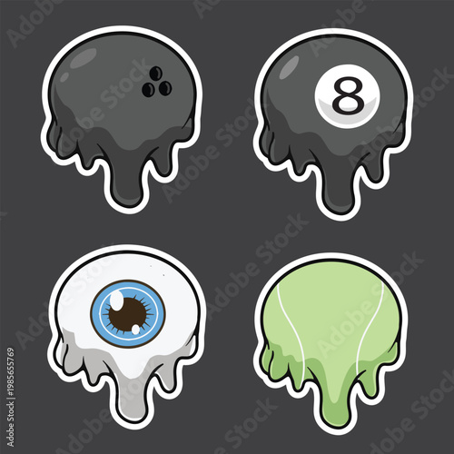 set of ball and eyeball good for sticker, badge, element design, print design, etc