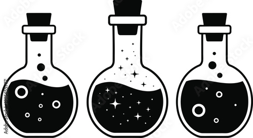 Illustration of three different bacterial colony growth patterns in petri dishes Vector