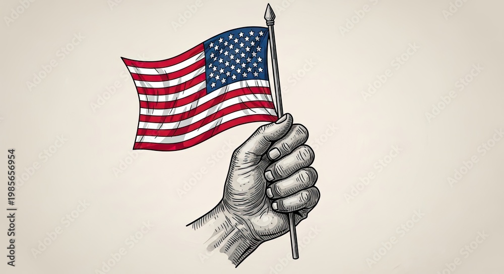 Fototapeta premium Celebrating independence day usa a hand firmly grips the american flag symbolizing freedom and patriotism