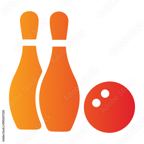Two bowling pins and a ball are standing on a lane