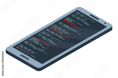 Isometric smartphone. Simple flat isometric phone. Smartphone device isometric technology. Isometric technology