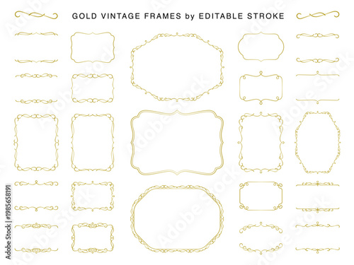 Vintage frame label collection designed with editable stroke