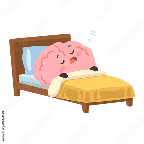 Brain Sleeping In Bed Showing Rest And Relaxation