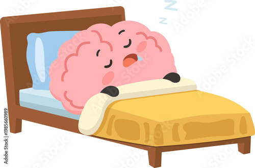 Brain Sleeping In Bed Showing Rest And Relaxation