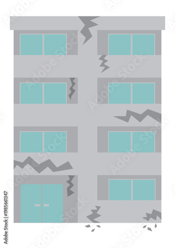 ヒビが入ったマンションの建物のイメージイラスト
