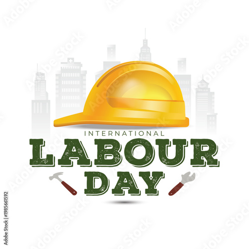 Photos Labour day concept for safety and awareness banner poster in vector illustration
