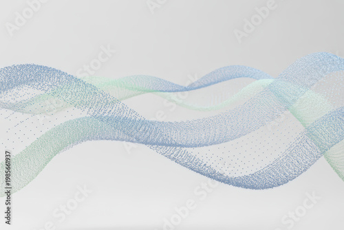 Dynamic flowing waves of illuminated particles create a modern technological pattern on a light surface