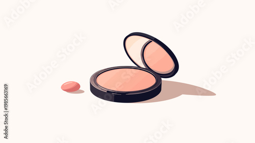 Pixelated illustration of a cosmetic compact with a mirror and small, separate applicator