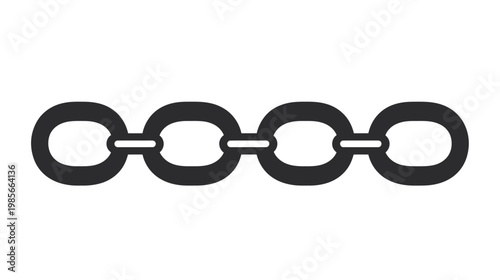 A dark gray chain comprised of four interconnected oval links on a white background