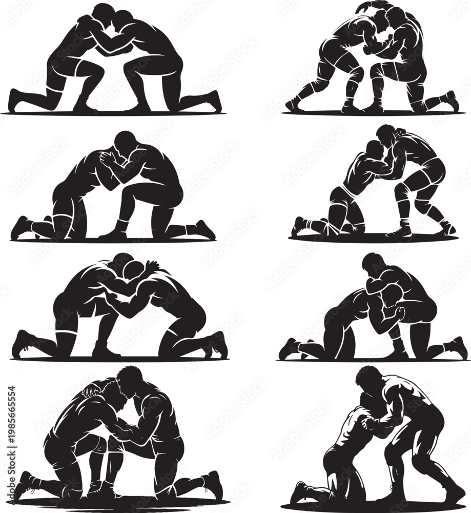 Fototapeta premium Plays wrestling silhouette