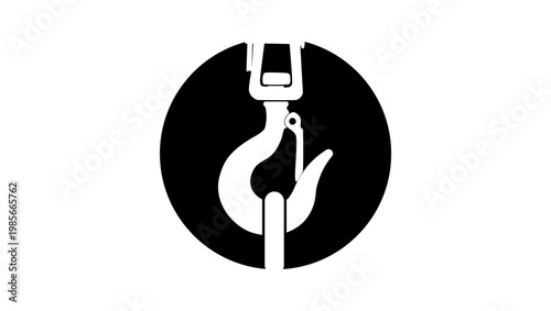 crane hook logo, black isolated silhouette