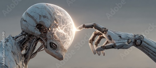 A Futuristic Robot's Moment of Enlightenment