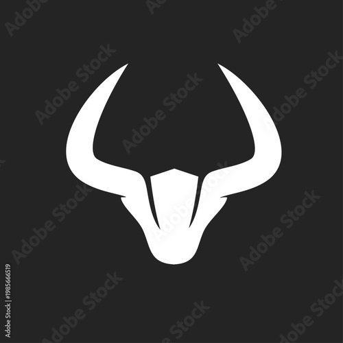 Modern Stylized Bull Head Logo with Strong Horns