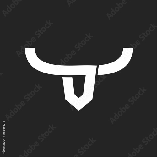 Abstract Geometric Bull Horns Logo in White on Dark Background