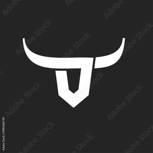 Bull Head Logo Design with U Letter Shape, Modern Minimalist Animal Symbol for Branding