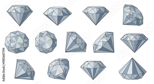 Collection of sparkling diamond gemstones.