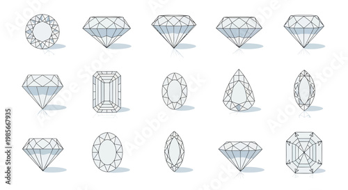 Collection of Various Diamond Gemstone Cuts and Facets 1.