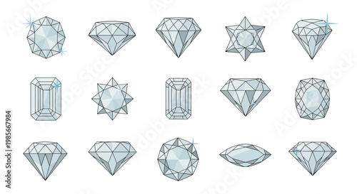 Collection of Various Diamond Gemstone Cuts and Shapes 3.