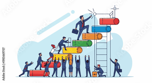 Teamwork builds a ladder of success for the leader to climb