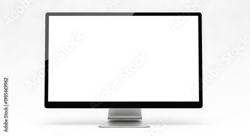 modern blank computer monitor on white background for technology and business display